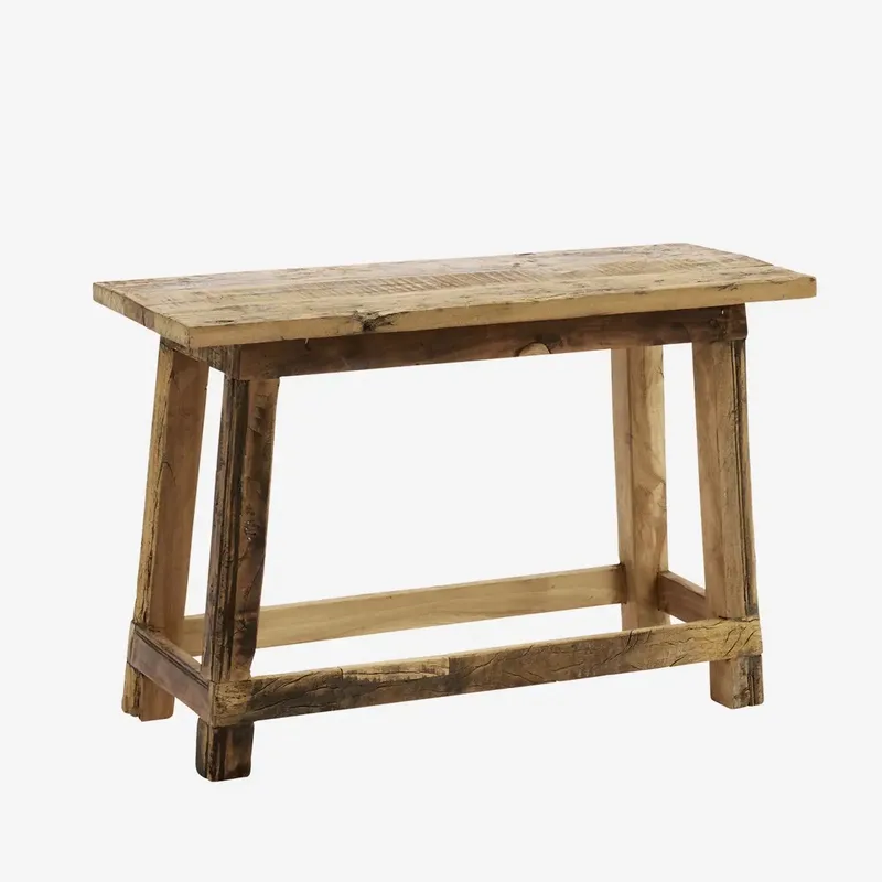 Gerecycled Houten Bankje 60x25x40 cm van Madam Stoltz in Bruin – productfoto