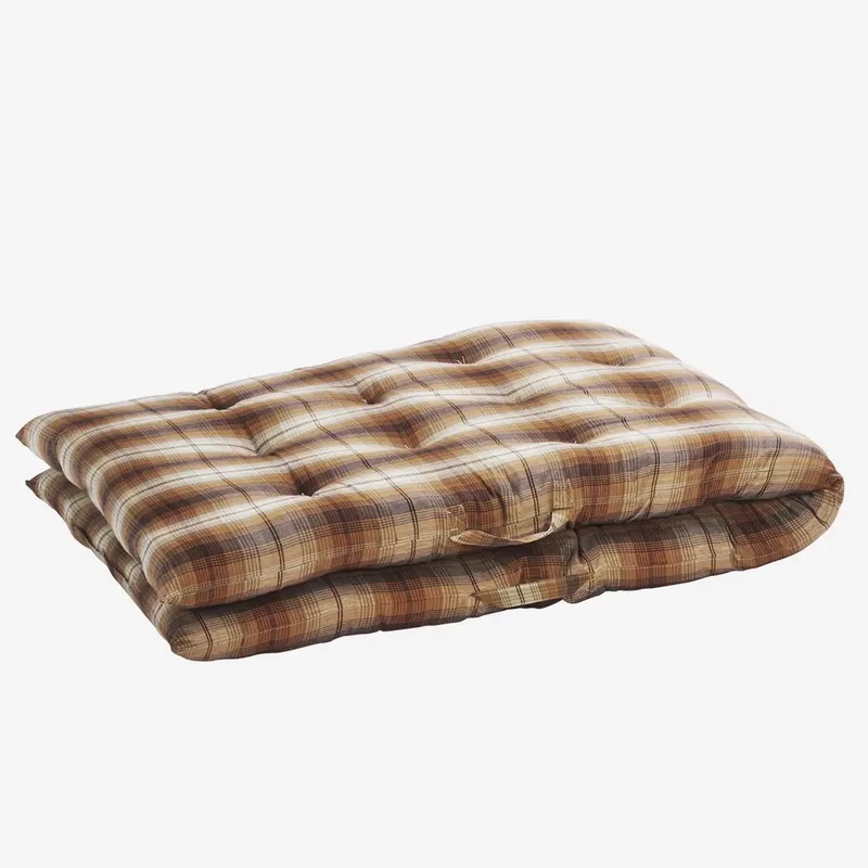 geruit katoenen matraskussen - 70x180 cm - loungekussen by Madam Stoltz in Bruin – product photo