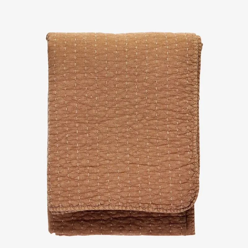 gewatteerde katoenen sprei – Dusty Peach – 130 x 180 cm by Madam Stoltz in Terra – product photo