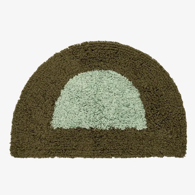Halfronde Badmat – Mint – Katoen – 80 x 50 cm – Antislip by Madam Stoltz in Green – product photo