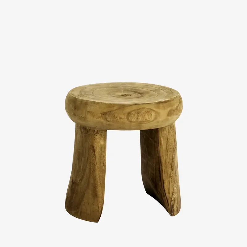 Houten Kruk of Bijzettafel Paulownia – Naturel – 30x31 cm de Madam Stoltz en Bruin – photo du produit