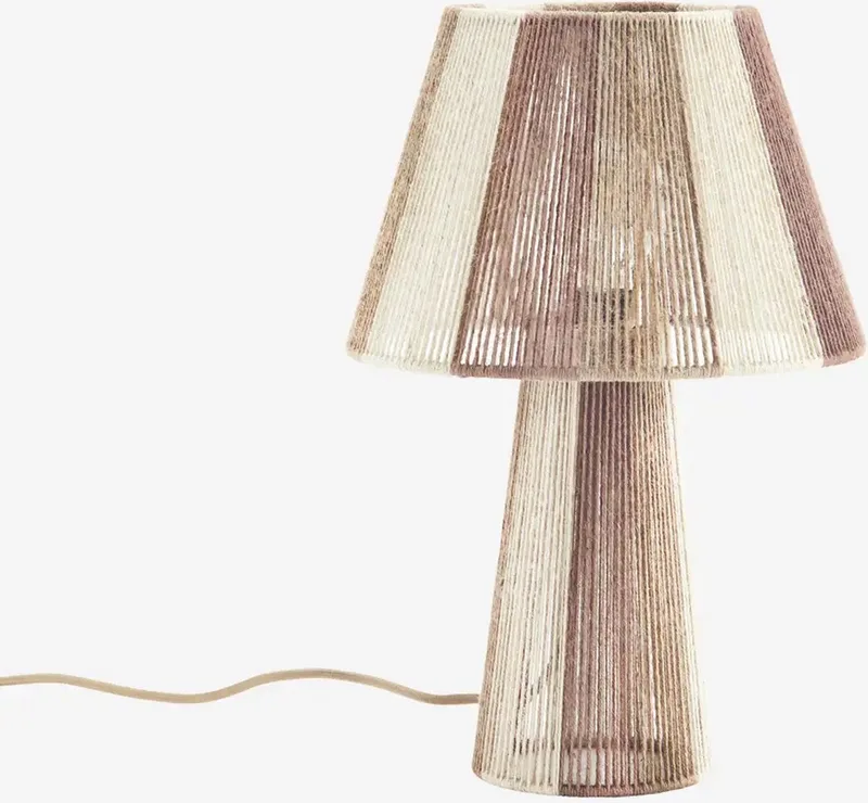 Jute Tafellamp - Handgeweven draden - Bruin / wit - 10962-A van Madam Stoltz in Wit, bruin – productfoto