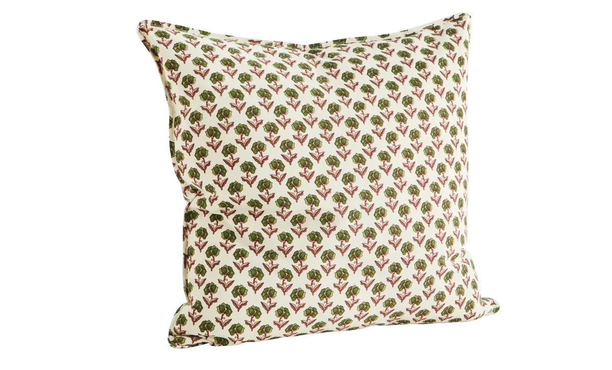 KUDDFODRAL 50x50 Offwhite/Grön von Madam Stoltz – Produktfoto