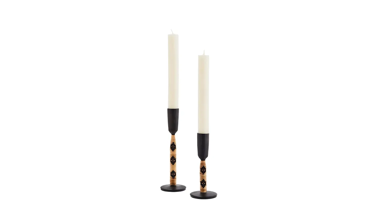 LJUSSTAKE Bambu 2-pack Natur/Svart från Madam Stoltz – produktbild