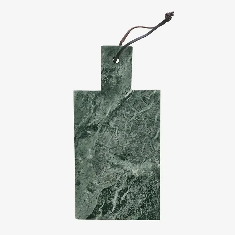 Marmeren Snijplank met Handvat - Donkergroen - 15x30 cm van Madam Stoltz in Groen – productfoto