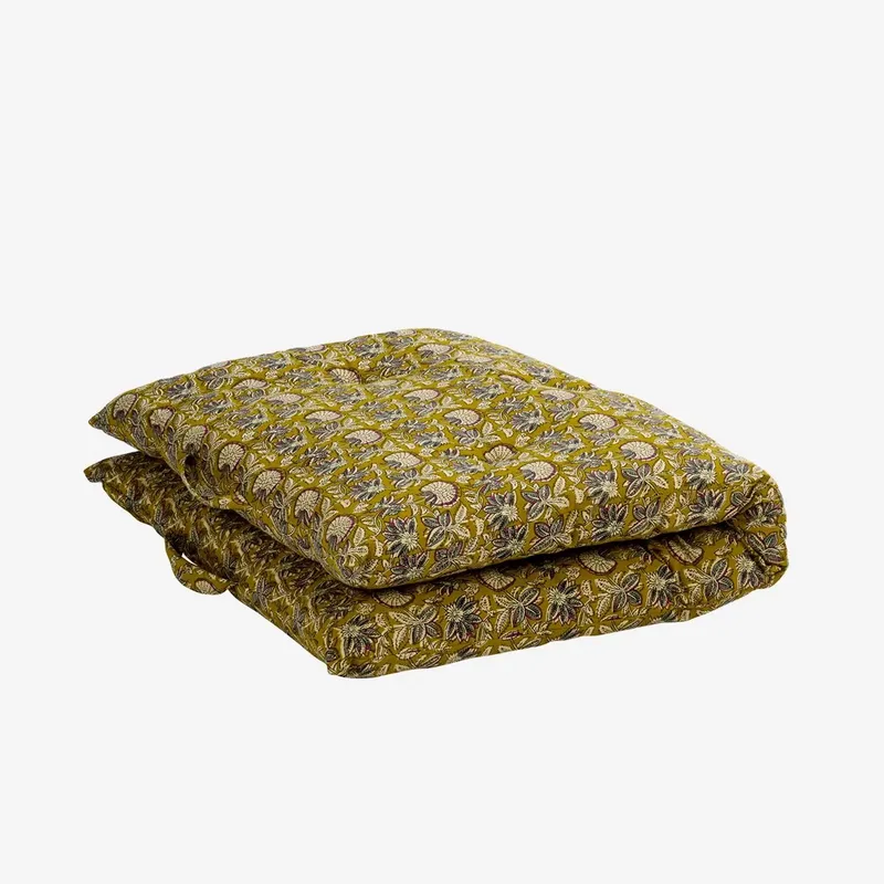 Matraskussen met print - 60x100cm - 100% katoen van Madam Stoltz in Curry – productfoto