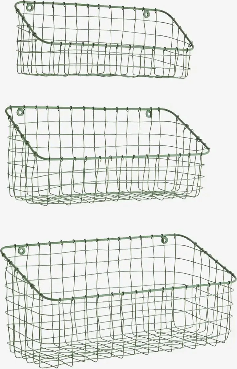 metalen wandrekken - ophangbare opbergmanden van Madam Stoltz in Groen – productfoto
