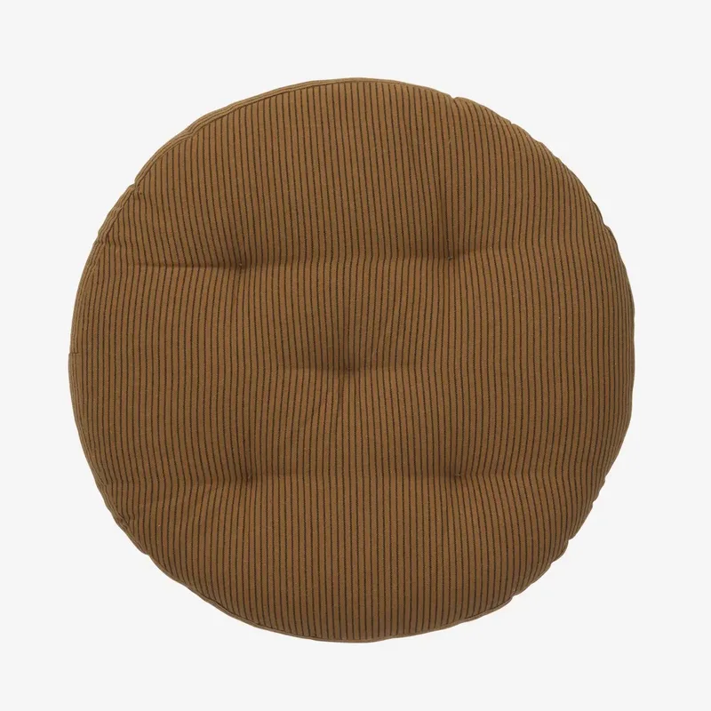 Rond katoenen stoelkussen - 45cm - gestreept van Madam Stoltz in Bruin – productfoto