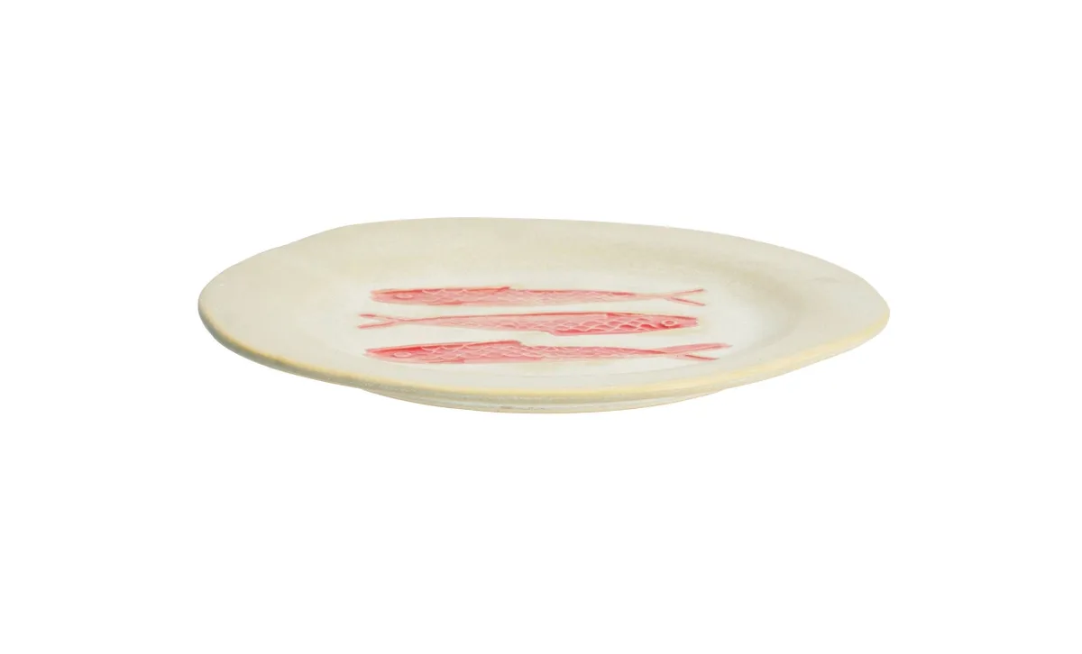 TALLRIK Stengods 21cm Offwhite/Röd de Madam Stoltz – photo du produit
