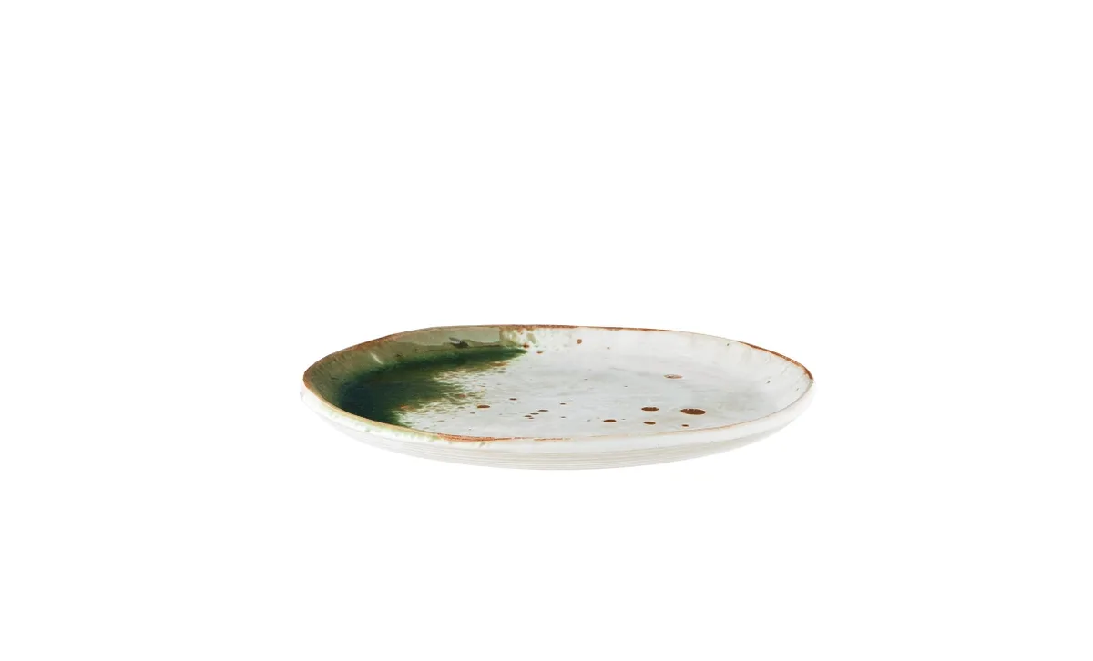 TALLRIK Stengods 21cm Vit/Grön de Madam Stoltz – photo du produit