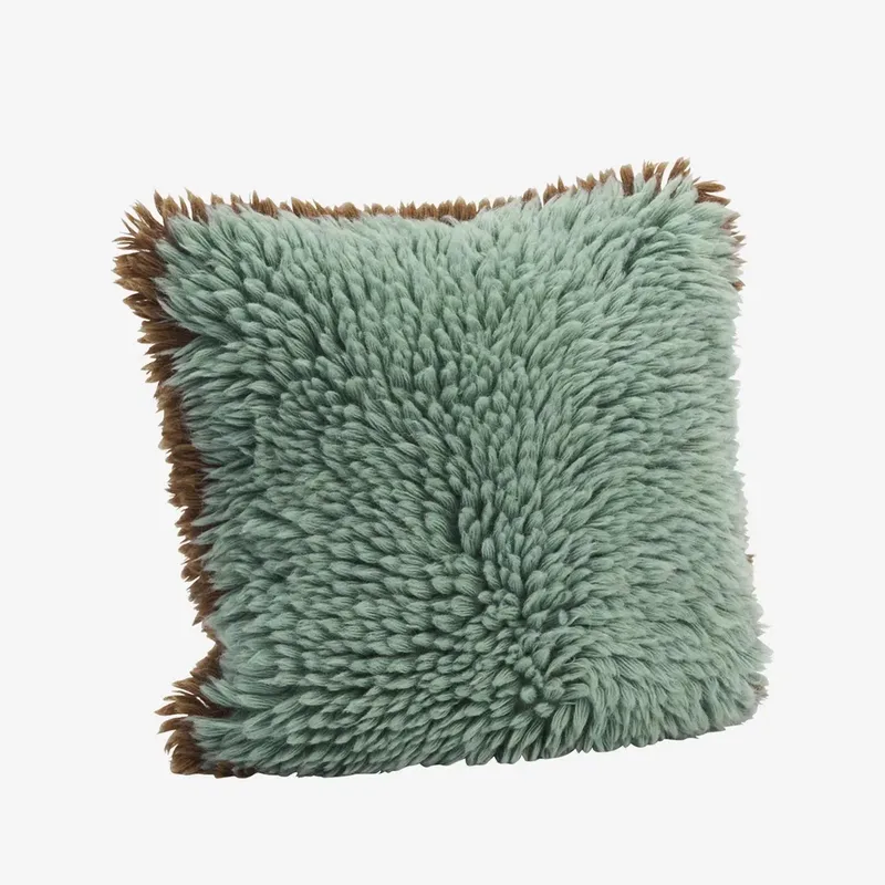 Wollen Sierkussenhoes – Karamel – 40x40 cm – Handgeweven fra Madam Stoltz i Turkis – produktbillede