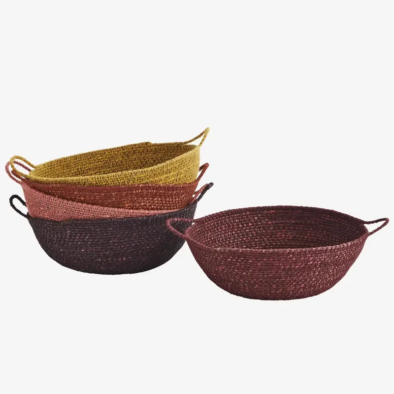 Zeegras mandenset met handgreep - Set van 5 - warme kleuren by Madam Stoltz in Aardetinten – product photo