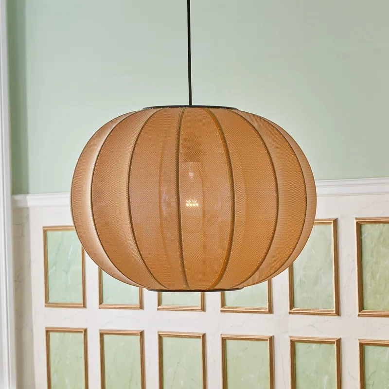 Knit-Wit 45 ovale hanglamp oranje E27 - Handgemaakt Made By Hand - Woonkamer - Scandinavisch - Stof - 1 lamp by Made By Hand – product photo
