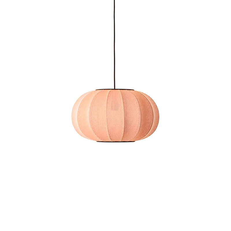 Knit-Wit 45 ovale hanglamp roze E27 - Handgemaakt Made By Hand - Woonkamer - Scandinavisch - Stof - 1 lamp by Made By Hand – product photo