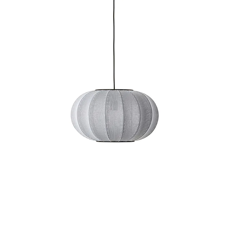 Knit-Wit 45 ovale hanglamp zilver E27 - Handgemaakt Made By Hand - Woonkamer - Scandinavisch - Stof - 1 lamp by Made By Hand – product photo