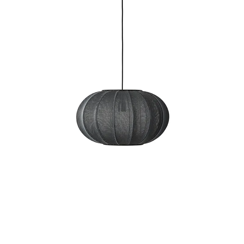 Knit-Wit 45 ovale hanglamp zwart E27 - Handgemaakt Made By Hand - Woonkamer - Scandinavisch - Stof - 1 lamp by Made By Hand – product photo