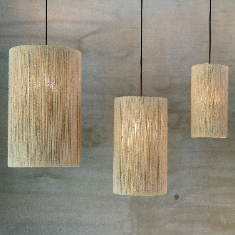 Ro hanglamp Ø 30 cm, beige textiel - Handgemaakt Made By Hand - Slaapkamer - Scandinavisch - Stof - 1 lamp by Made By Hand – product photo