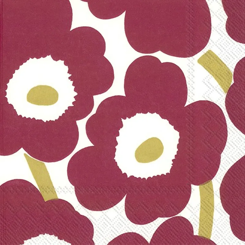 40 servetten - Marimekko Unikko Red Gold - de Marimekko en Wit – photo du produit