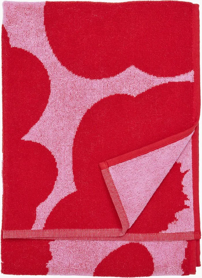 Handtuch UNIKKO, Frottee (1-St), 100% Baumwolle, angenehm weich, 50 x 70 cm fra Marimekko i Rosa, rot – produktbillede