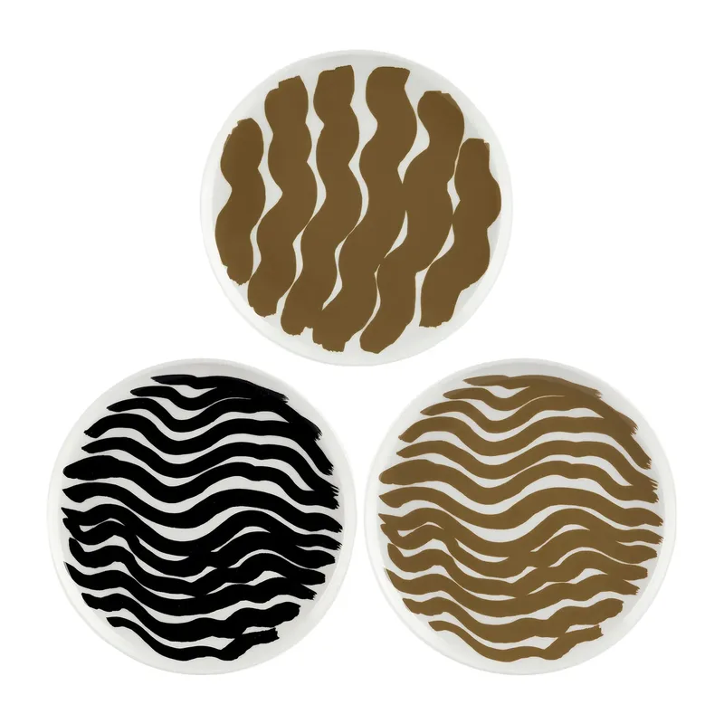 Hyräily Teller Ø20 cm 3er-Pack Weiß-Braun-Schwarz by Marimekko – product photo