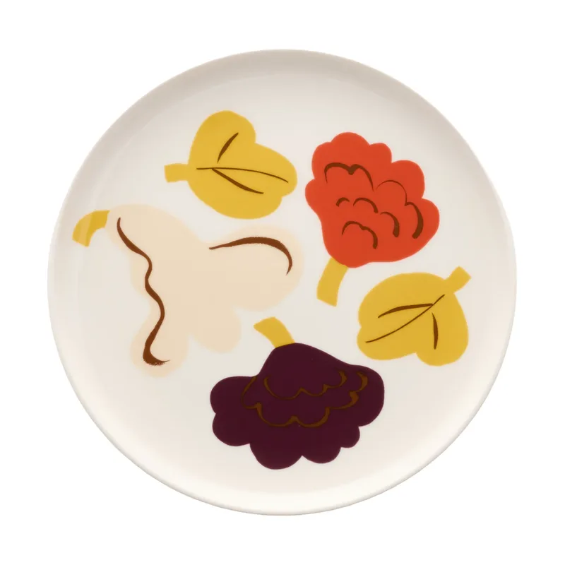 Kukasta Kukkaan Speiseteller White-vanilla-terrac-plum, Ø20 cm van Marimekko – productfoto