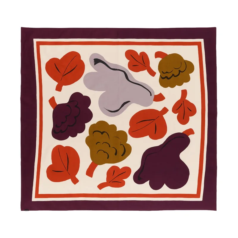 Kukasta Kukkaan Tuch Hay-plum-bronze-terracotta, 140x140 cm by Marimekko – product photo