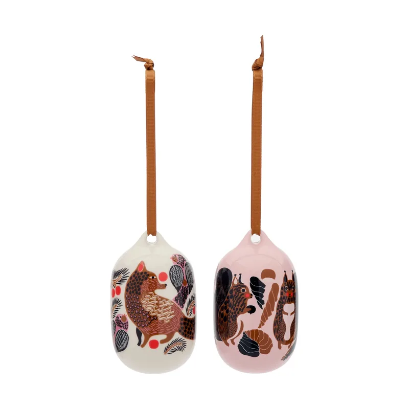 Kurre Ketunmarja Dekoanhänger Pink-Weiß-Mehrfarbig, 2-teilig by Marimekko – product photo
