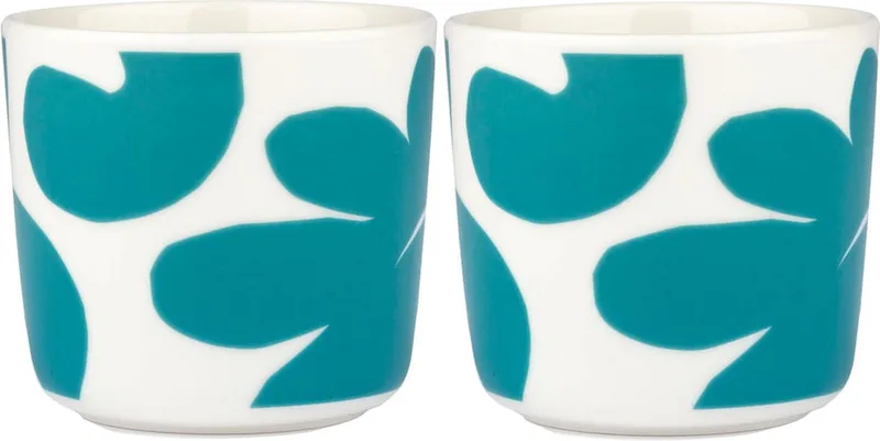 LEIKKO - Koffiekop - 2dl - Blauw - Zonder oor -Set van 2 von Marimekko in Wit – Produktfoto