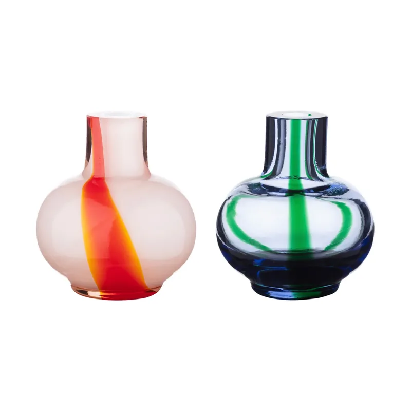 Mini Vase im 2-teiligem Set Light blue-dark green-red-white by Marimekko – product photo