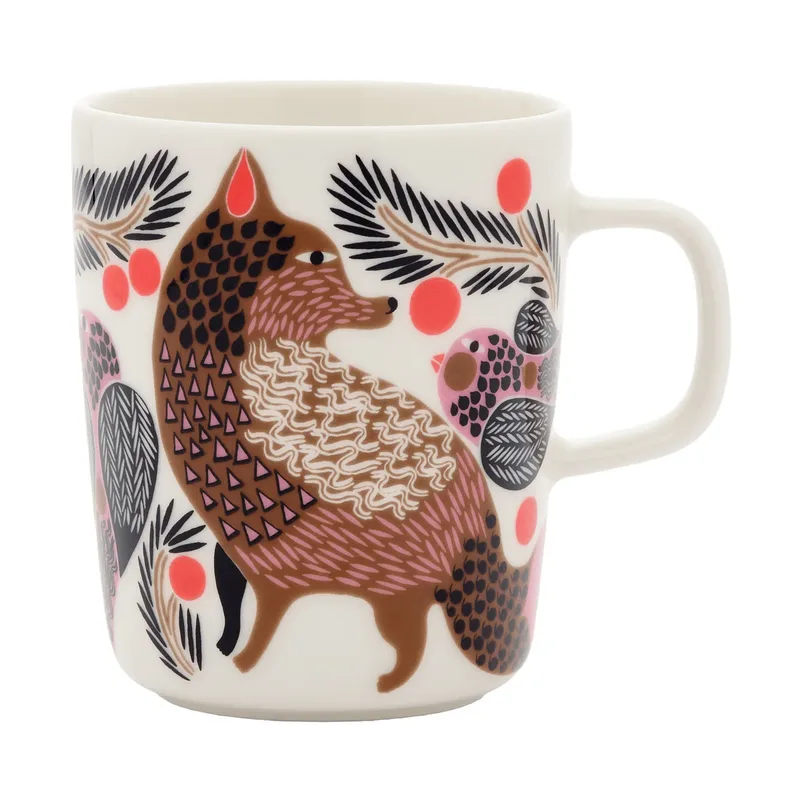 Oiva Ketunmarja Tasse 25 cl Weiß-Bronze-Pink-Petrol by Marimekko – product photo