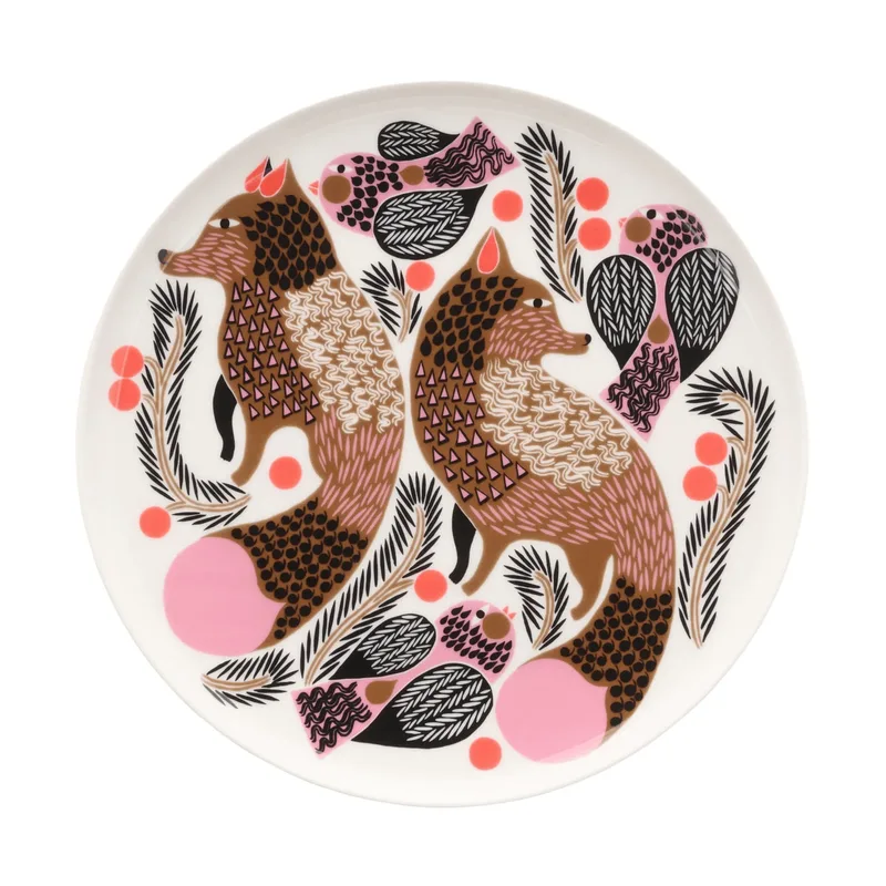 Oiva Ketunmarja Teller Ø20cm Weiß-Bronze-Pink-Petrol by Marimekko – product photo