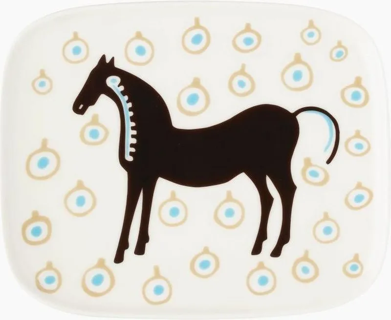 Oiva Musta Tamma bord 15x12cm de Marimekko en Wit – photo du produit