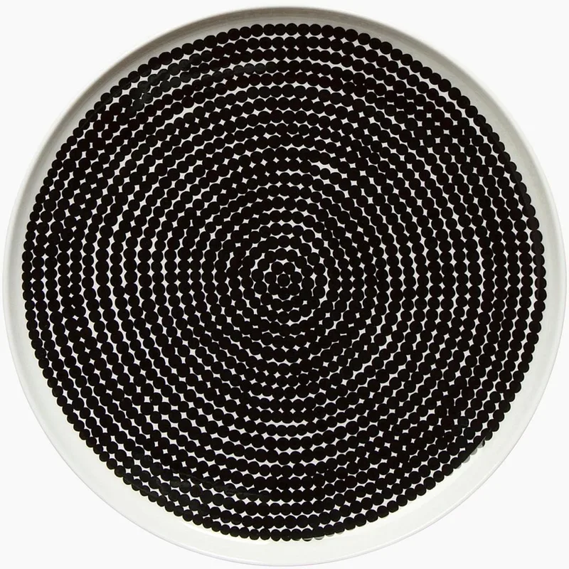 Oiva Räsymatto - Bord - 25cm - Wit-Zwart de Marimekko en Wit – photo du produit