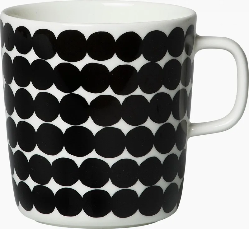 Oiva Räsymatto - Mok - 0.4l - Wit-Zwart - Gestipt by Marimekko in Zwart – product photo