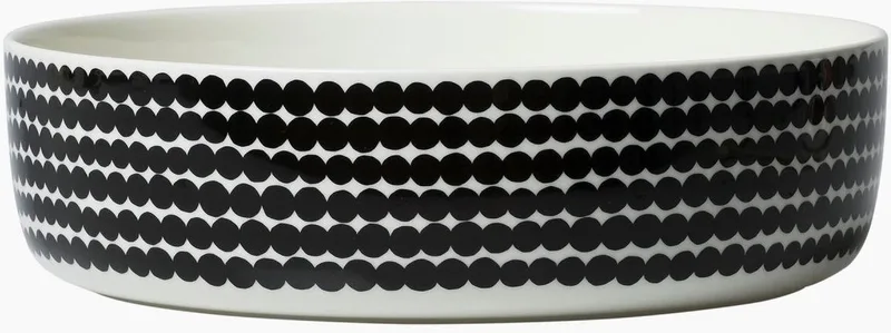 Oiva Räsymatto - Serveerschaal - 3l - 28cm - Wit-Zwart von Marimekko in Zwart – Produktfoto