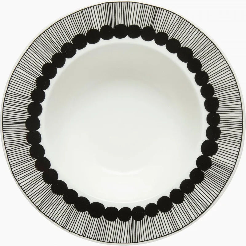 Oiva Siirtolapuutarha - Diep Bord - 20cm - Wit-Zwart van Marimekko in Zwart – productfoto