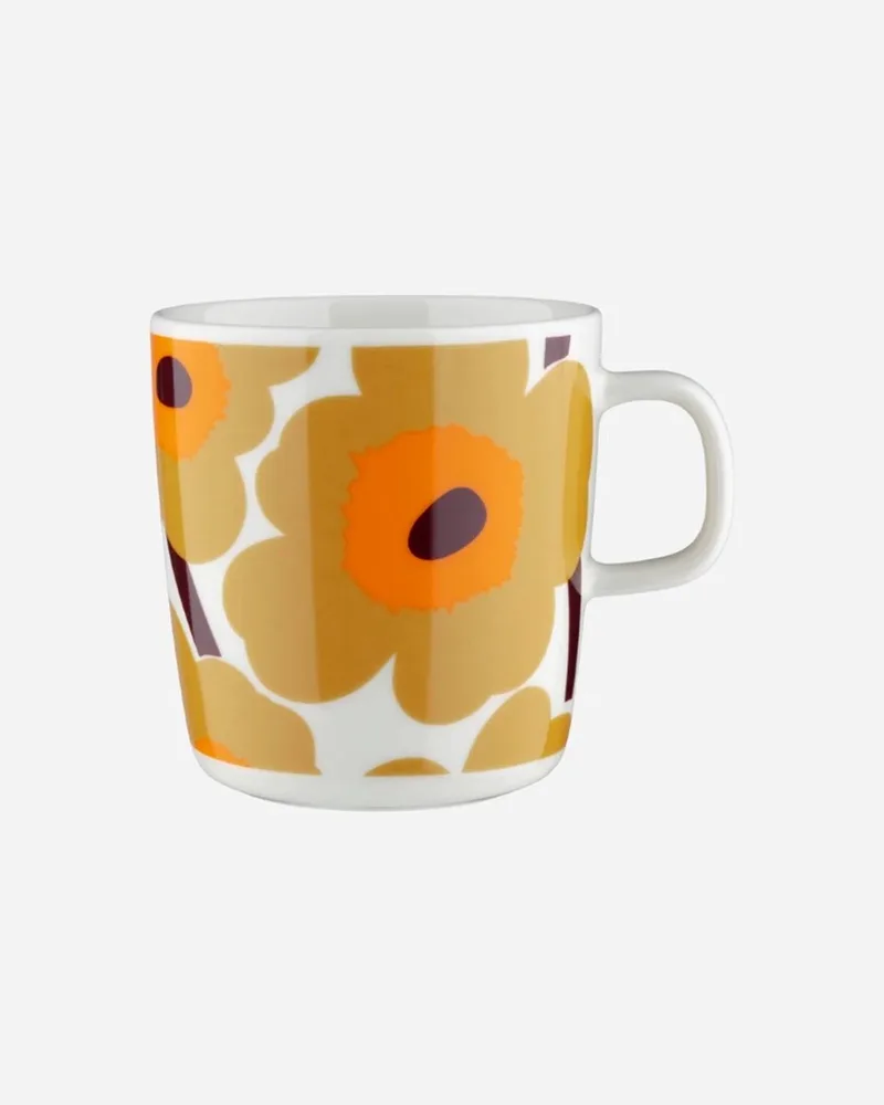 Oiva Unikko beker met oor 4dl beige / oranje de Marimekko en Meerkleurig – photo du produit