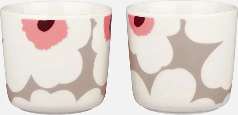 Oiva Unikko - Mok - Zonder oor - 20cl - Roze beige - Set van 2 von Marimekko in Beige roze – Produktfoto