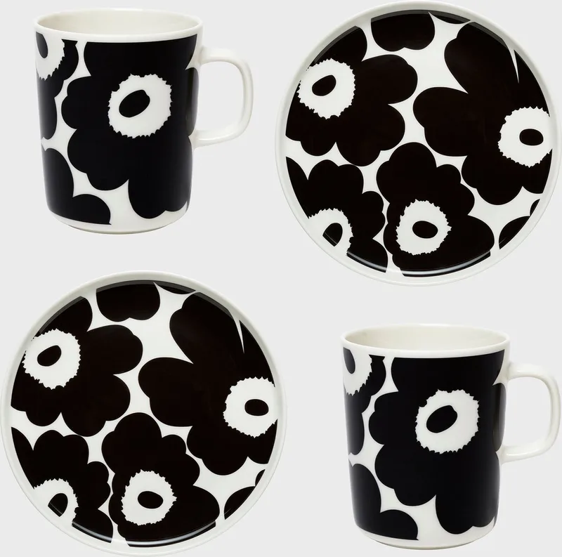 Oiva / Unikko - Ontbijtset by Marimekko in Zwart – product photo