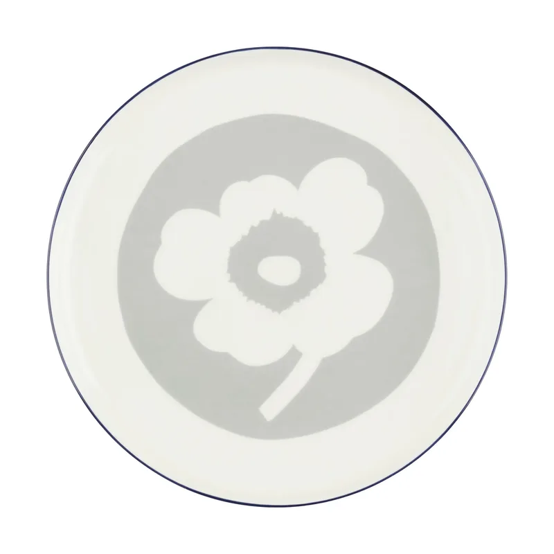 Oiva Unikko Teller Ø25 cm White-light grey-cobalt by Marimekko – product photo