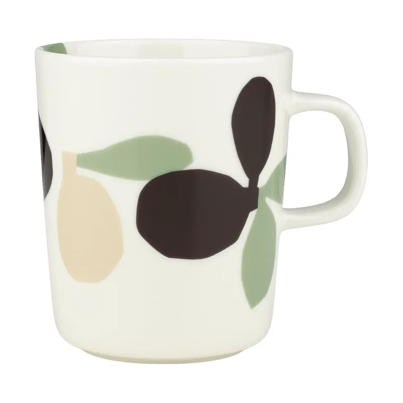 Omppo Becher White, sage, black brown, linen, 2,5 dl by Marimekko – product photo