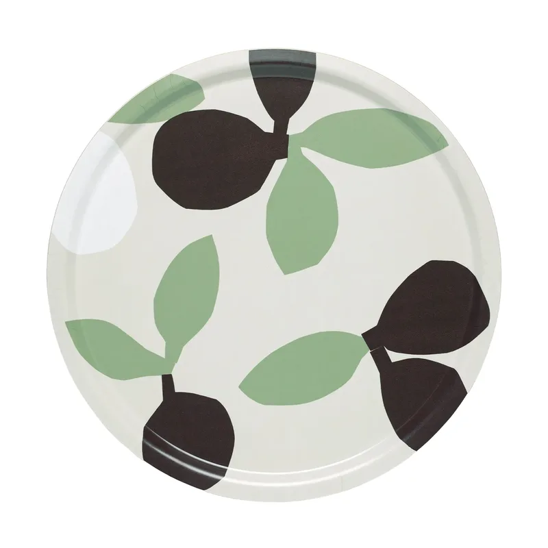 Omppo Tablett Linen, sage, black brown, white, 46 cm by Marimekko – product photo