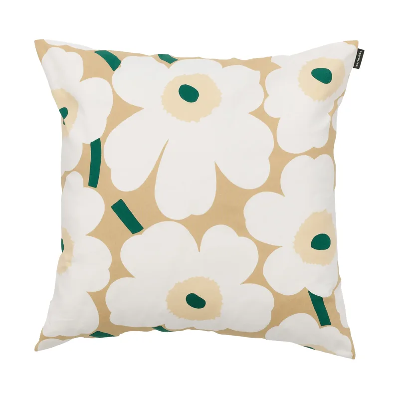 Pieni unikko Kissenbezug 50x50 cm Sand-weiß-hay-emerald från Marimekko – produktbild
