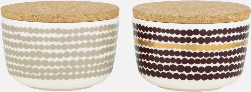 Siirtolapuutarha - Kom met deksel - 25cl - set van 2 - beige wijnrood goud by Marimekko in Goud paars – product photo