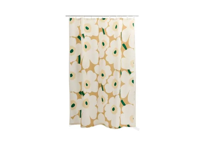 Unikko douchegordijn Sand-off white-hay-emerald van Marimekko – productfoto
