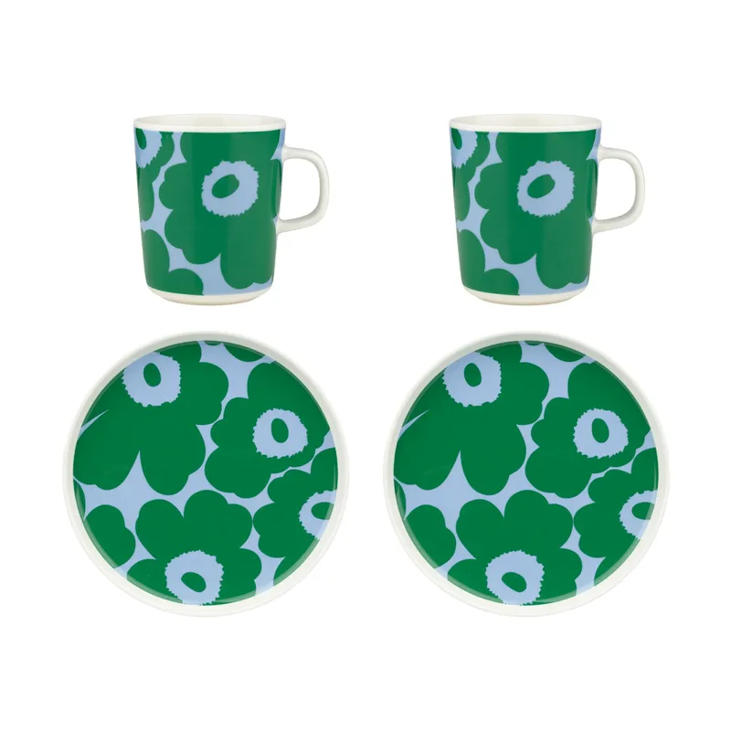 Unikko Frühstücksset White-green-light blue, 4 delar by Marimekko – product photo