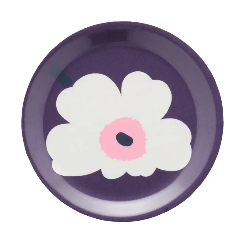 Unikko Glasuntersetzer Pflaume-Weiß-Rose, Ø11 cm by Marimekko – product photo