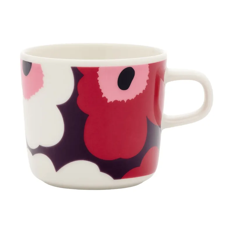 Unikko Kaffeetasse 20 cl White-plum-cranberry-pink by Marimekko – product photo
