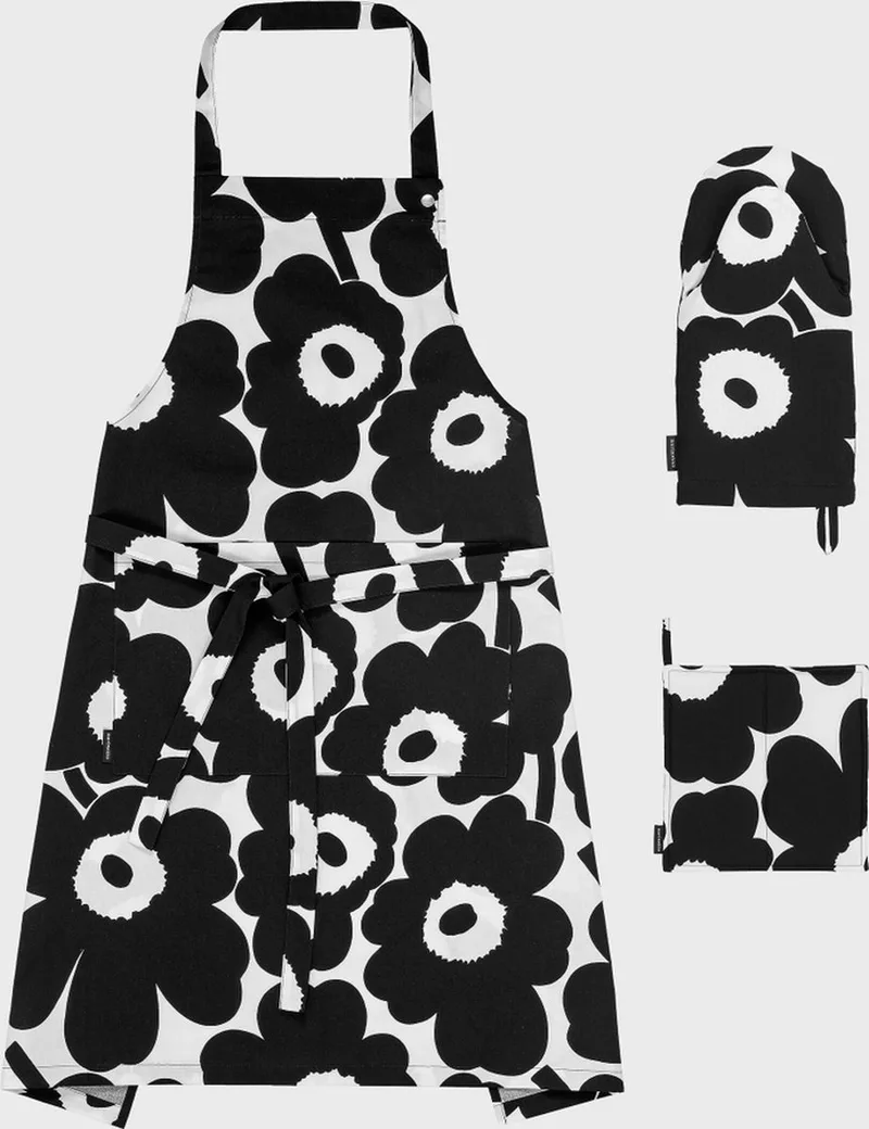 Unikko - Keuken Textiel - Set von Marimekko in Zwart – Produktfoto