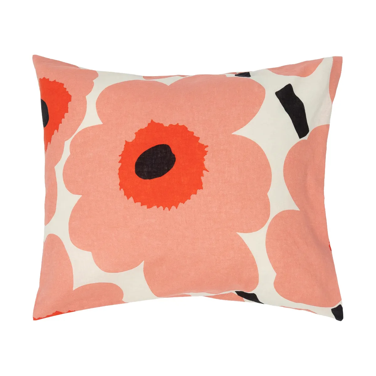 Unikko kussensloop Off white-coral-orange red-charcoal 50x60 cm by Marimekko – product photo
